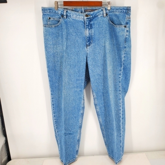 Liz Claiborne Jeans Womens 22 Petite Relaxed Fit Straight Blue Denim Pants - Picture 1 of 9